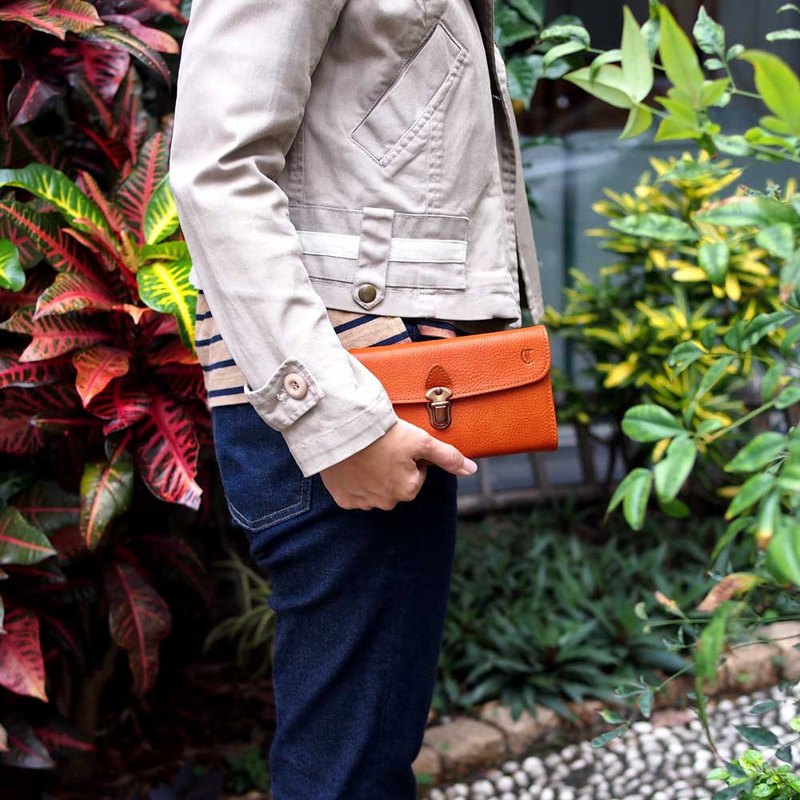 日系復古銅釦 熟感格調多夾層牛皮長夾 Made in Japan by Cledran