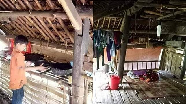 男童獨自住在茅草破屋。圖／翻攝自Tuyên Quang Ký Sự臉書