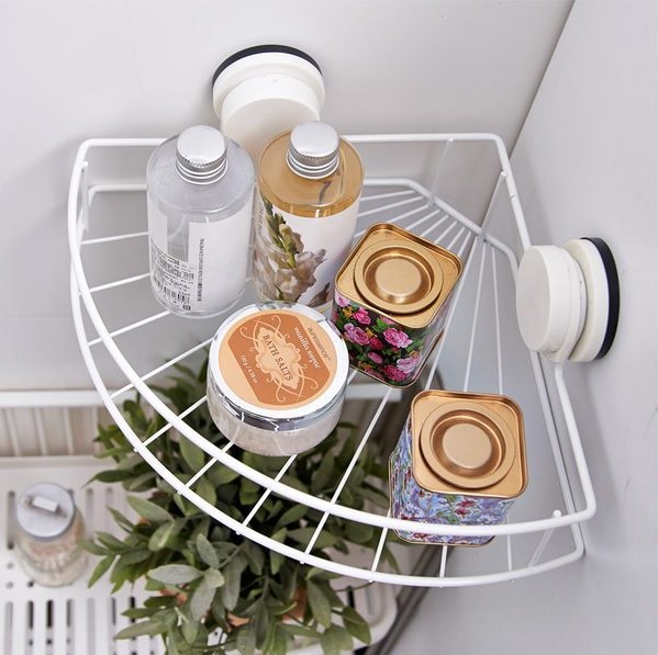 H&R安室家 TACO無痕吸盤-多功能單層角落架/牆角