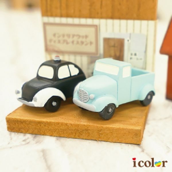 icolor 園藝微型樹脂擺飾(警車&卡車)