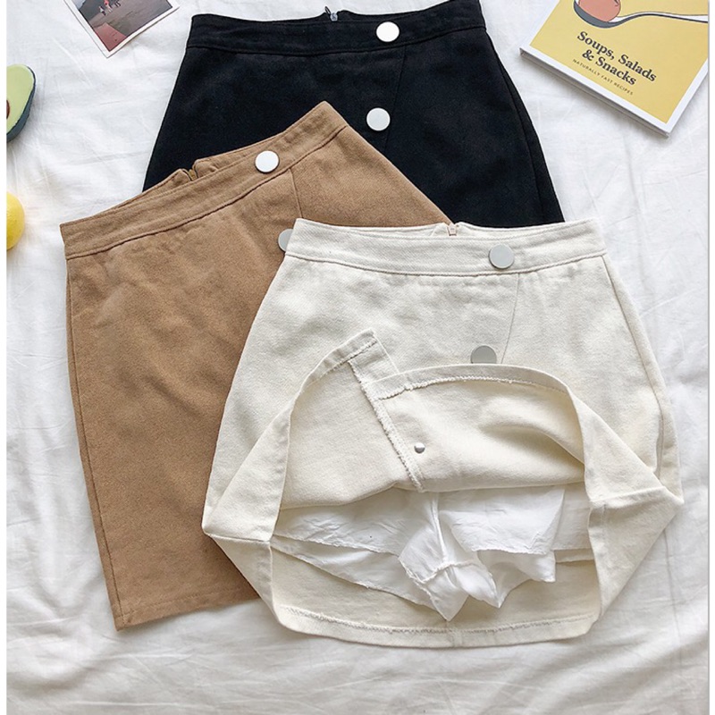 HEAR 訂製主打新品A字裙防走光短裙子 氣質銀釦設計防走光安全褲 S86001