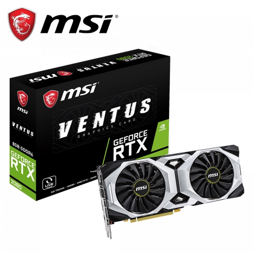 DP x 3/HDMI x 1品名 / 規格：【MSI 微星】GeForce RTX 2080 VENTUS 8G 顯示卡特色：雙滾珠軸承: 提供長時間在高運轉下，仍維持順暢的遊戲體驗特色：超大導熱管