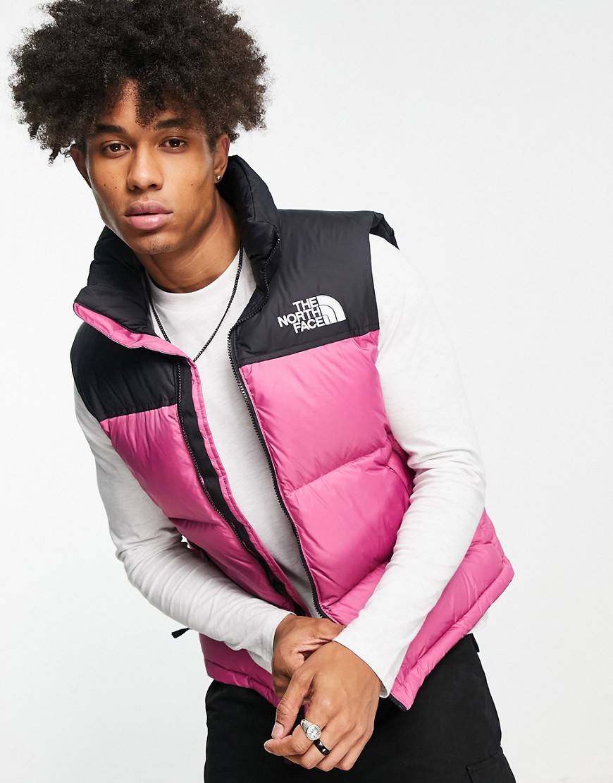 The North Face 1996 Retro Nuptse down puffer gilet in pink and black