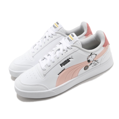 Puma 休閒鞋 Peanuts Shuffle 史努比 女鞋 基本款 簡約 聯名 舒適 大童 穿搭 白 粉 37573902