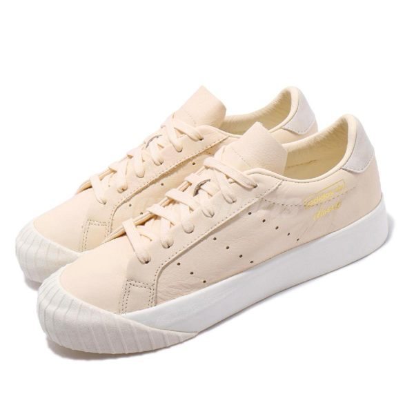 adidas 休閒鞋 Everyn W 米白 金 復古奶油底 金標 厚底 餅乾鞋 基本款 女鞋【PUMP306】 CM8408