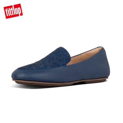 輕量時尚樂福鞋 閃耀水鑽裝飾於鞋面 防滑橡膠鞋底 足弓支撐彈力中底