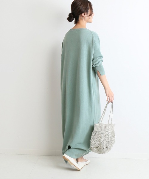 朦朧綠針織連身裙