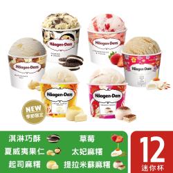哈根達斯- 經典麻糬迷你杯12入組(輕乳酪麻糬/提拉米蘇麻糬/太妃麻糬/草莓/夏果/巧酥)