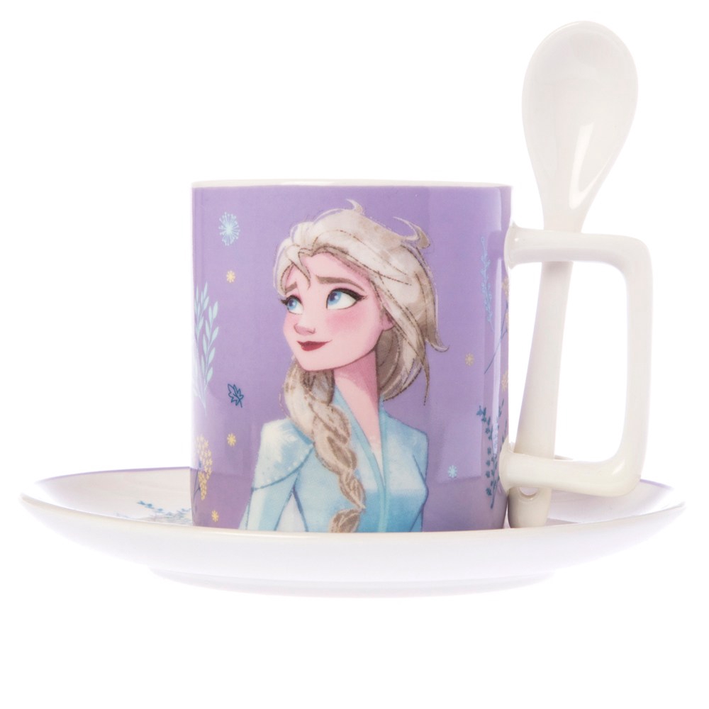 【商品特色】和樂自有品牌產品獨特俏麗 Disney 迪士尼 冰雪奇緣 (Frozen 2 / Frozen II ) 角色 - 冰雪女王 Elsa 艾莎 圖樣設計款陶瓷餐具，手感溫潤馬克杯容量約 25