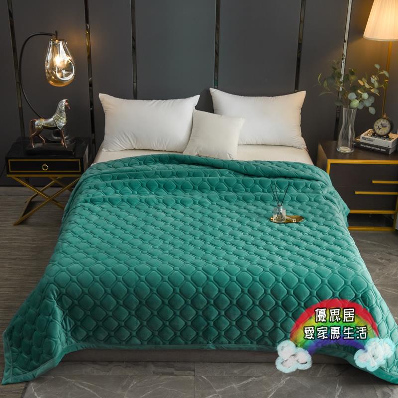 毛毯 床蓋毯水晶絨一面絨一面棉雙面毛絨床單加厚夾棉防滑珊瑚絨毛