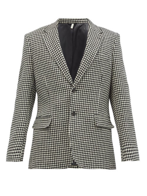 Sunflower - Crafted from houndstooth-checked Shetland-wool twill, Sunflower's grey single-breasted b