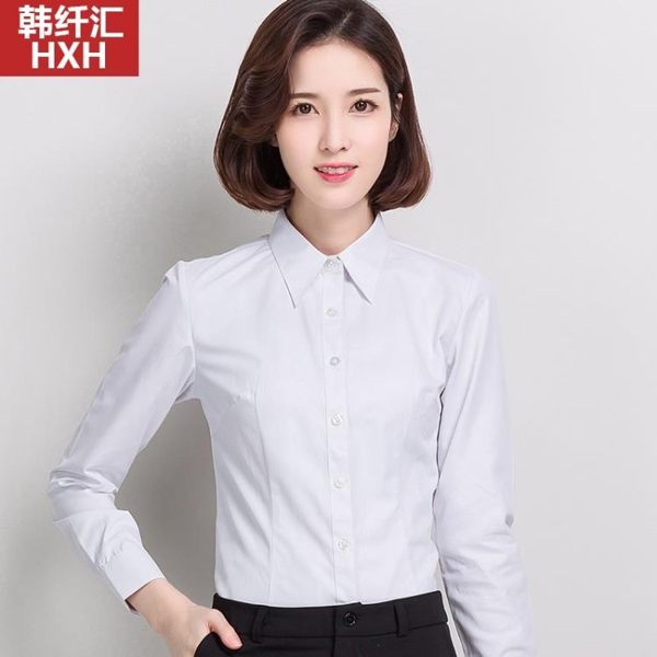 襯衫春秋冬裝長袖白襯衫女職業裝工裝工作服女裝正裝大碼加絨保暖襯衣【快速出貨八五折】