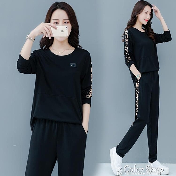 胖妹妹顯瘦套裝女初秋新款洋氣減齡遮肚秋天休閒兩件套潮