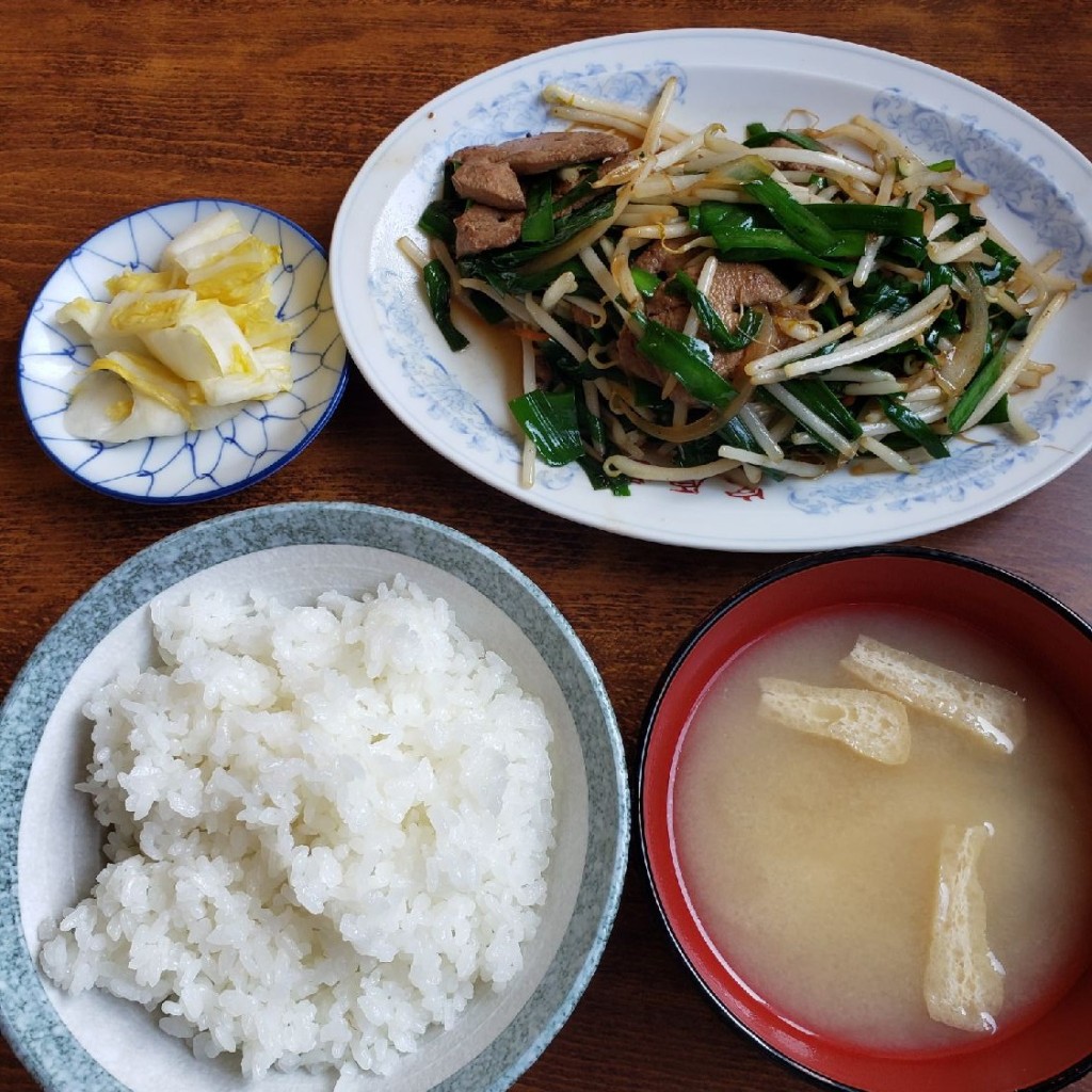 ユーザーが投稿したニラレバ定食の写真 - 実際訪問したユーザーが直接撮影して投稿した結城中華料理中華料理 宮原屋の写真