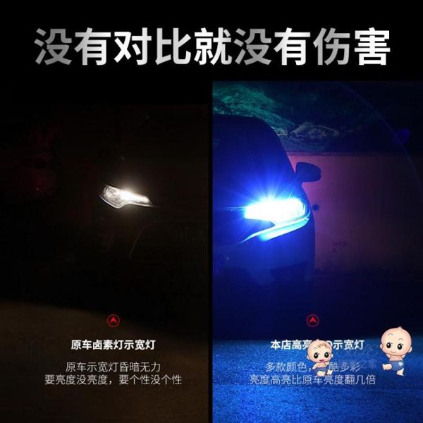 車燈 汽車示寬燈改裝T10高亮燈泡超亮示廓透鏡日行車燈冰藍led小燈聚光 5色