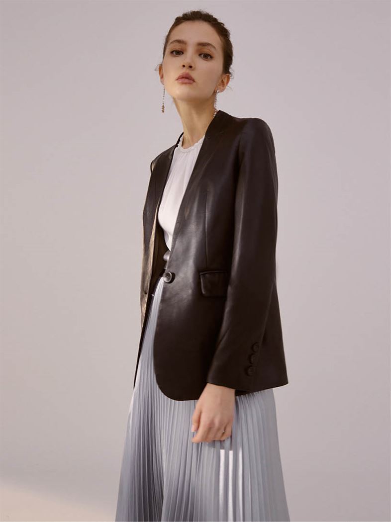 頂級小羊皮立體拼接西裝外套