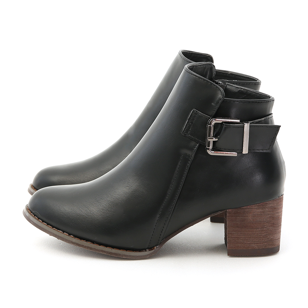 D+AF 百搭風格．質感側方釦中跟短靴