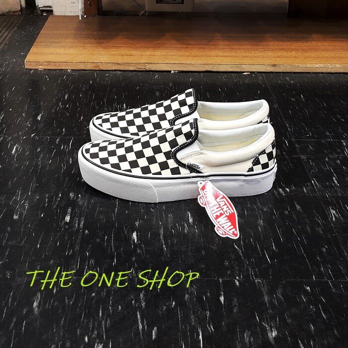 VANS Slip On Platform 厚底 棋盤格 懶人鞋 黑色 黑白 增高 帆布鞋 經典 VN00018EBWW