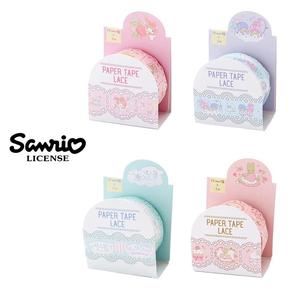 三麗鷗 蕾絲造型 紙膠帶 20mm寬 手帳貼 大耳狗 兔媽媽 邊框以蕾絲作為造型質感佳 能裝飾手帳卡片或禮物等 多種用途diy玩法 日本正版授權商品 圖片僅供參考產品以實際收到商品為準