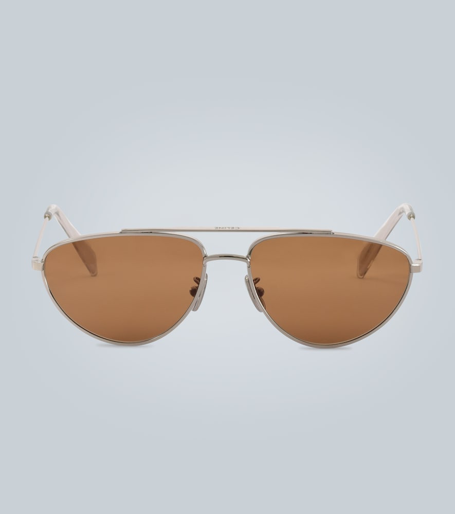 These aviator-inspired sunglasses from Celine Eyewear are made from a silver metal frame with double