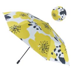 【2mm】100%遮光 提花杜鵑黑膠降溫手開傘 (芥黃)