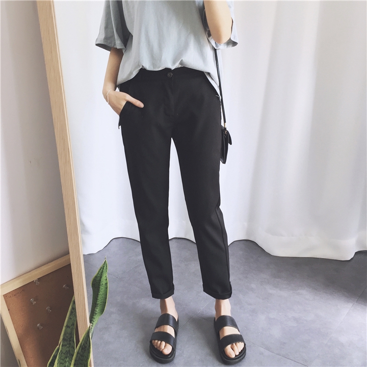 #西裝褲 #休閒褲#5.顔色：黑色6.面料：聚酯纖維7.尺寸： S 腰围64-66 大腿52 小腿34 裤长90M 腰围68-70 大腿54 小腿36 裤长91L 腰围70-72 大腿56 小腿38 