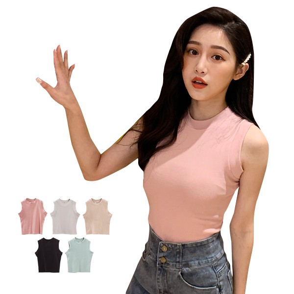 【特價】LULUS-M寬包邊短版無袖上衣-５色 【01190033】