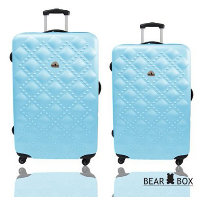 【 BEAR BOX】時尚香奈兒系列ABS材質霧面輕硬殼行李箱｜24吋+28吋/天空藍