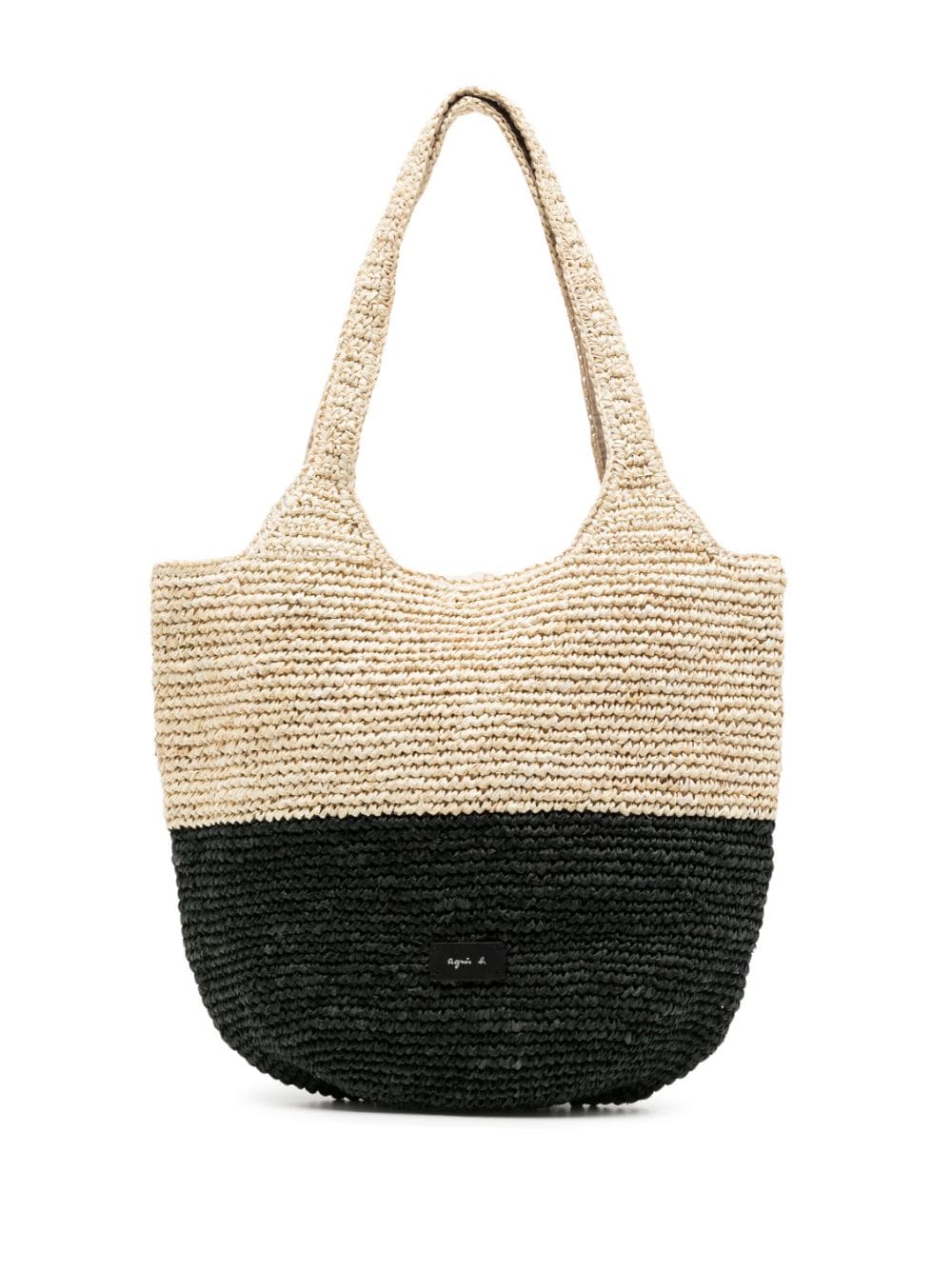 agnès b. - two-tone raffia shoulder bag - women - Raffia - One Size - Black