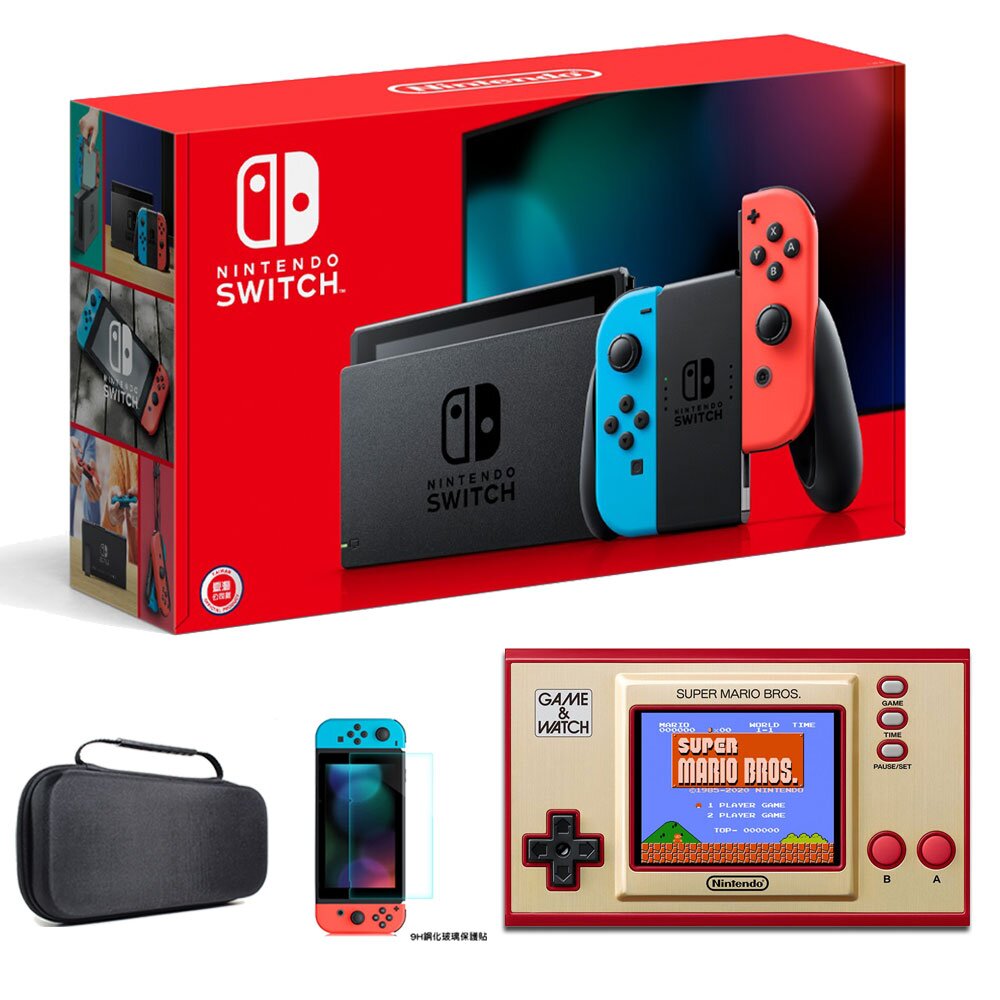 【快速到貨】任天堂 Switch新款主機續航加強版+Game&Watch:超級瑪利歐兄弟包貼組