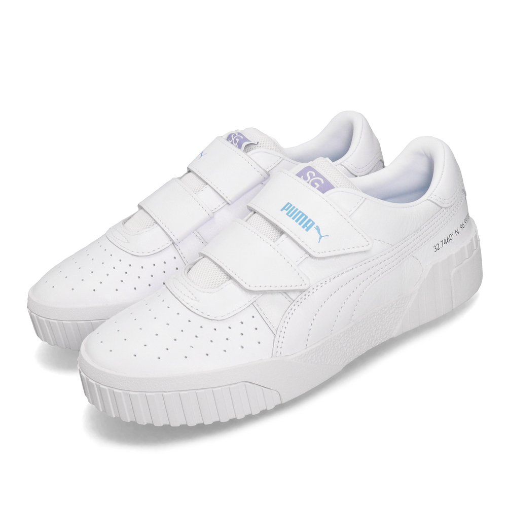 流行休閒鞋品牌:PUMA型號:37076003品名:Cali Velcro配色:白色,藍色