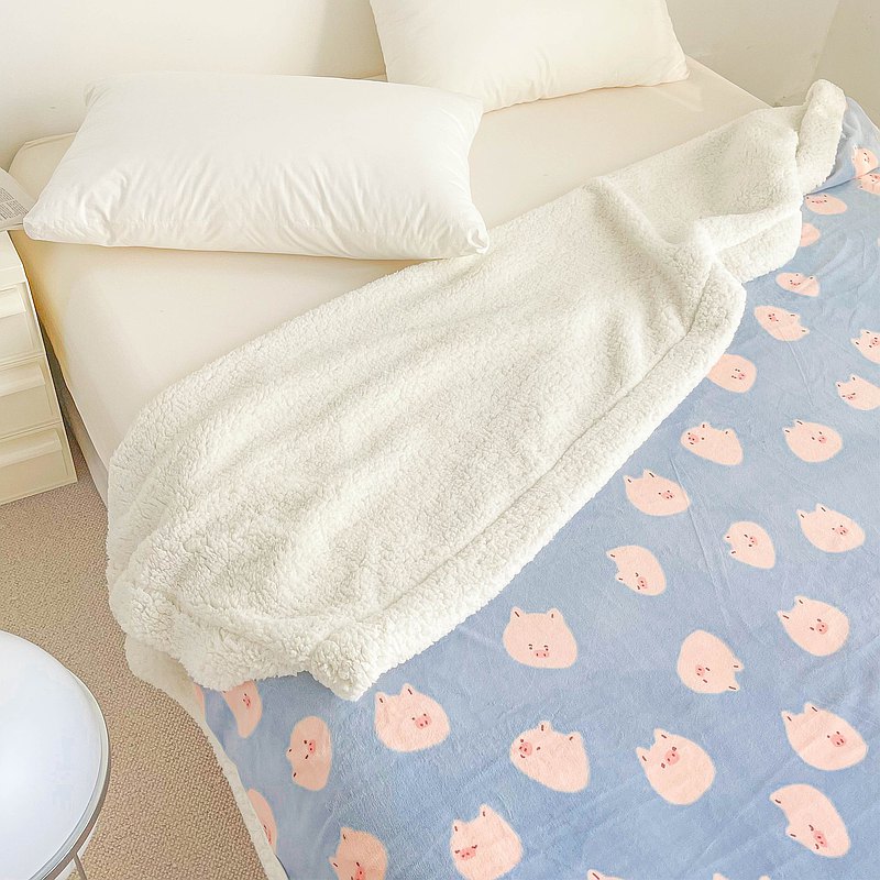 小豬露娜 插畫師原創奶油絨毛毯羊羔絨加厚午休沙發蓋毯可愛卡通