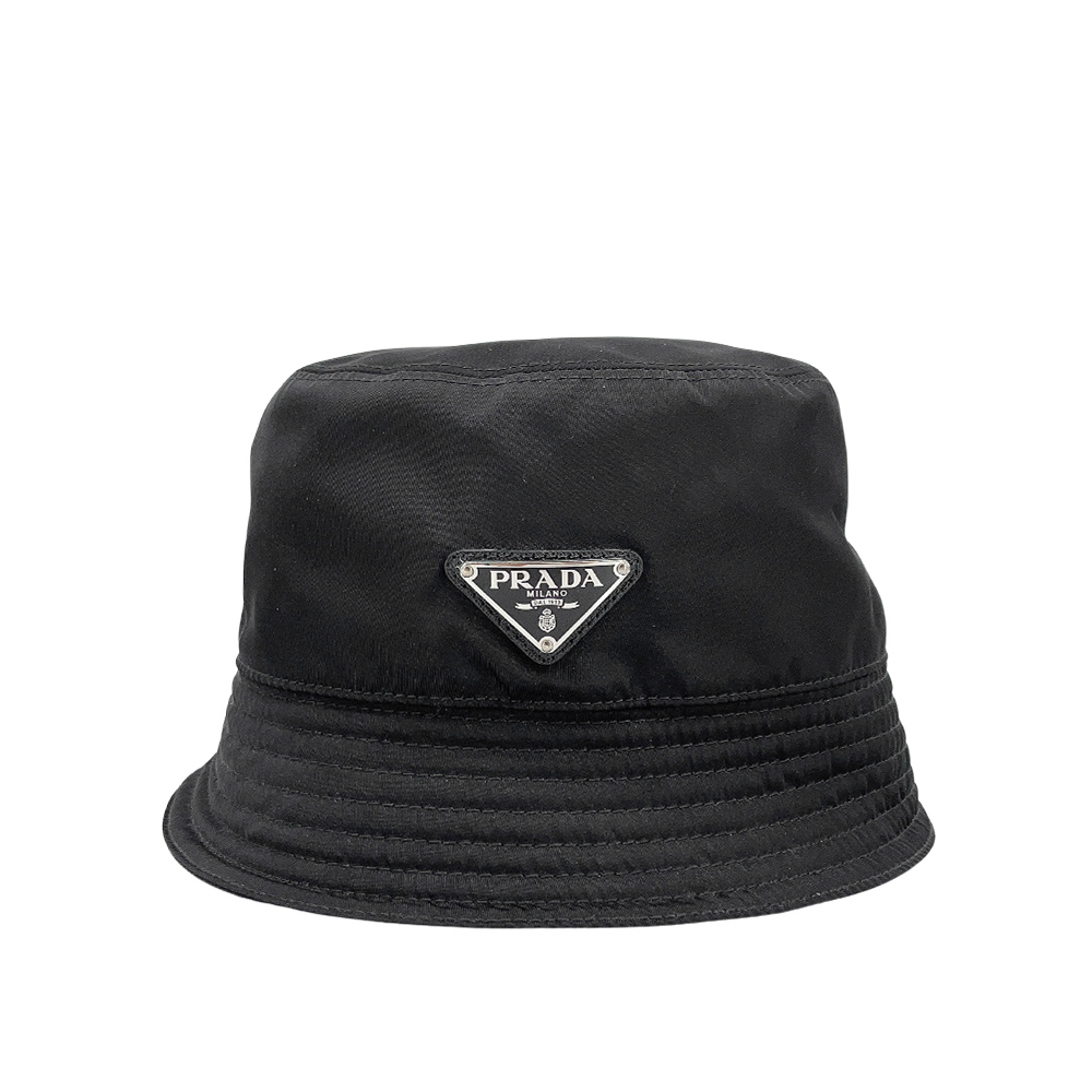 Prada 三角牌logo尼龍漁夫帽(1HC137-黑)