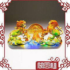 開光古法琉璃招財納福雙貔貅吉祥擺件擺設