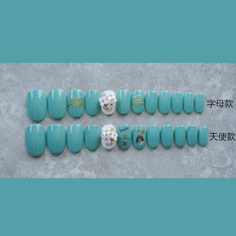【現貨】NC977 光療字母天使穿戴美甲成品新娘款甲片假指甲貼片美甲