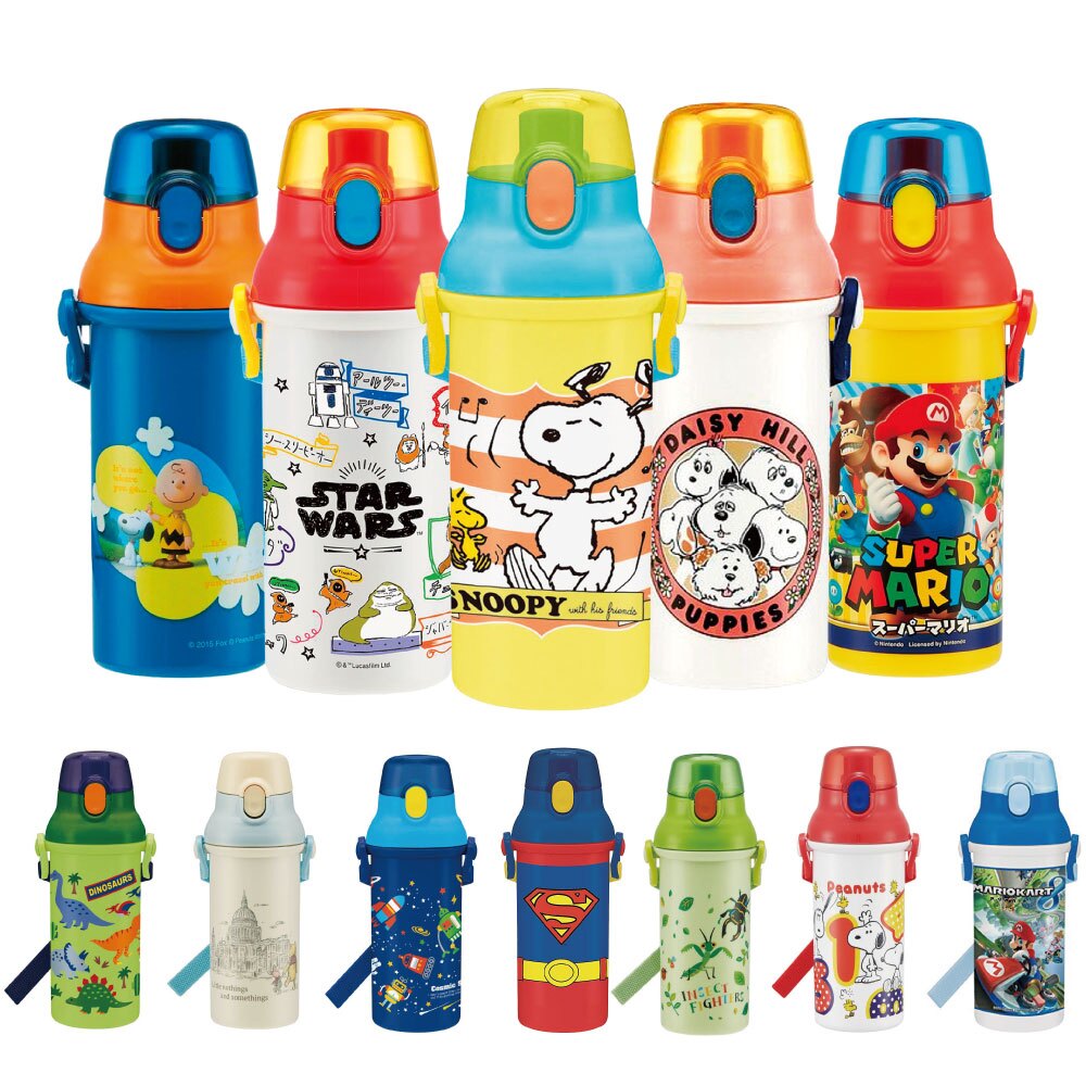 日本製SKATER直飲水壺兒童水壺480ML 英美卡通 星際大戰史努比超級瑪利兄弟漫威蜘蛛人鋼鐵人超人