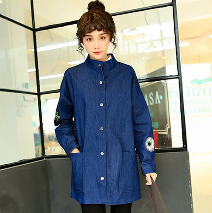 牛仔外套 中長版女外套-韓版時尚漫畫圖牛仔單寧女夾克72m28【獨家進口】【米蘭精品】