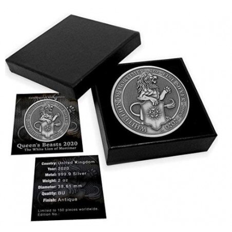 【台灣大洋金幣】[預購]2020英國-皇后野獸系列-白獅-仿古版-2盎司銀幣