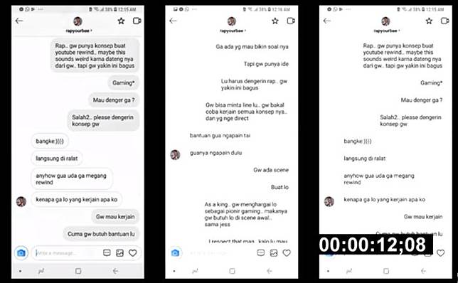 Screenshot obrolan Erick dan Arap (YouTube.com)