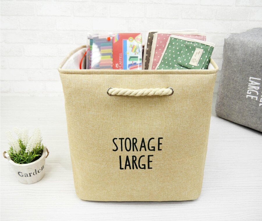 新款棉麻內層EVA加厚材質 防水可壓縮折疊收納居家收納置物 尺寸約43x33xH41cm(不含提把)