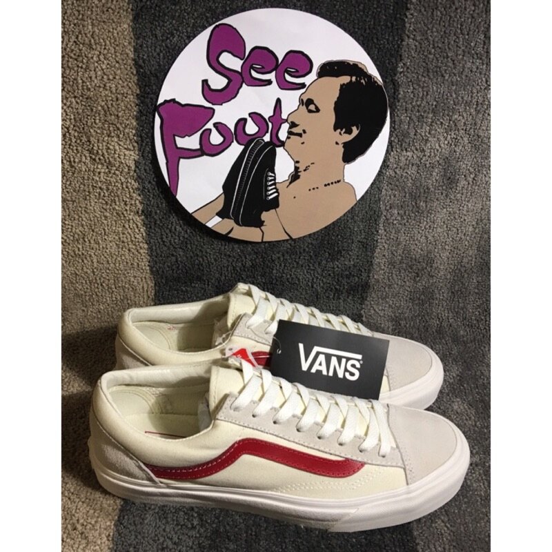 【日本海外代購】Vans Style 36 Old Skool 經典 麂皮 帆布 米白 紅 GD 實著