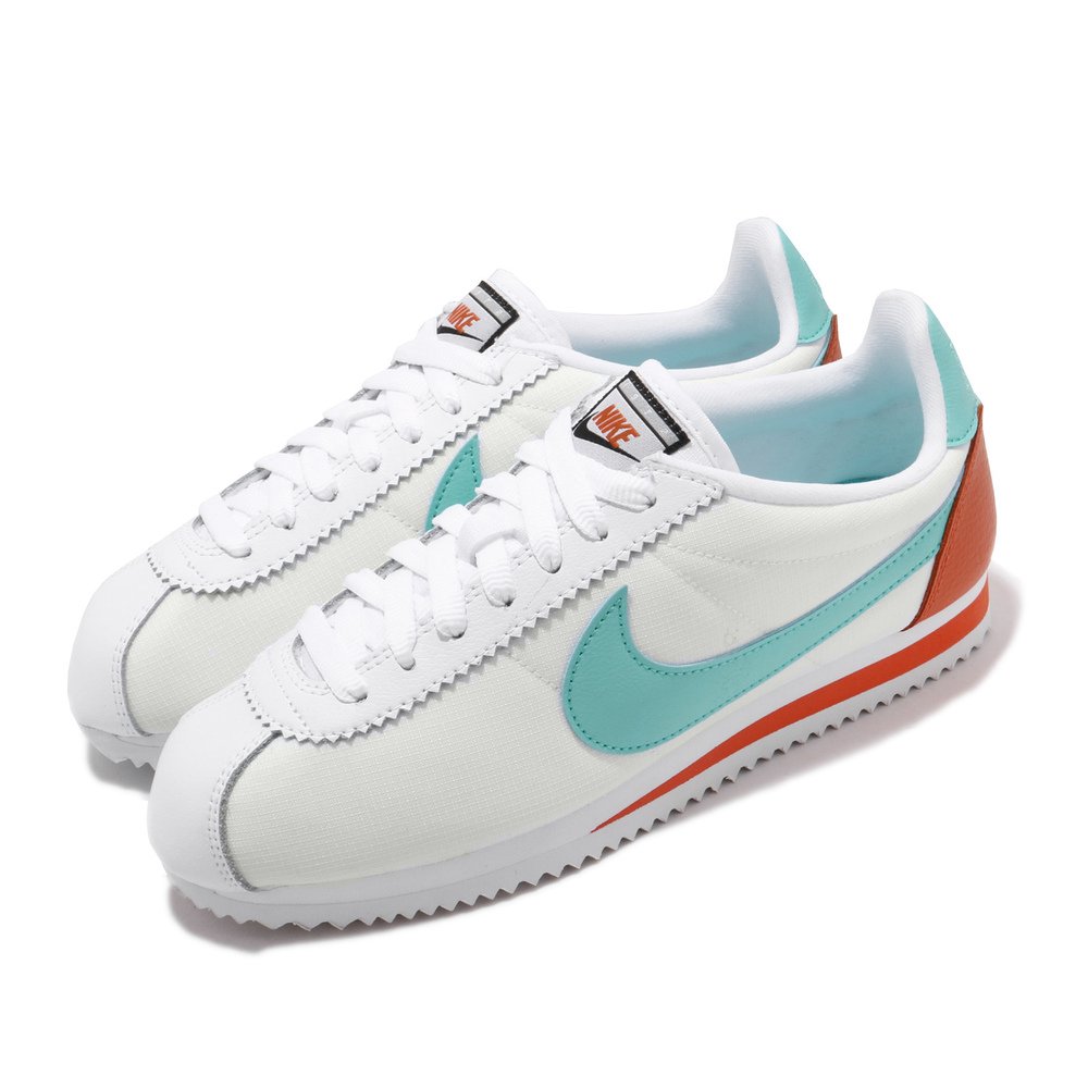 NIKE 休閒鞋 Classic Cortez 阿甘 女鞋 復古 經典 質感簡約 球鞋 Logo吊飾 白藍 [905614-104]