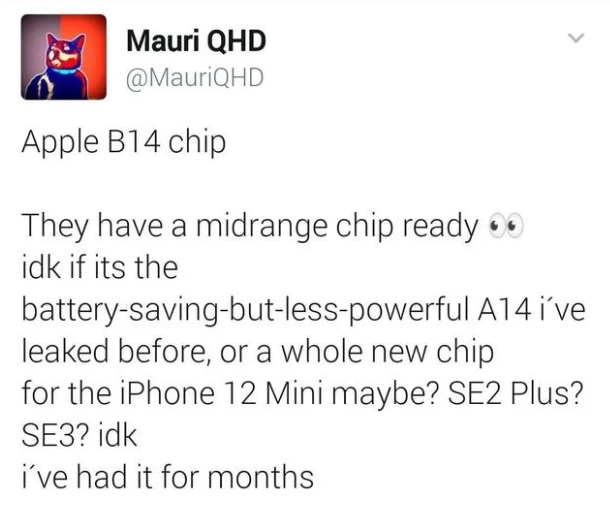爆料者稱蘋果為讓iPhone 12 mini更平價，將搭配功能打折的B14處理器