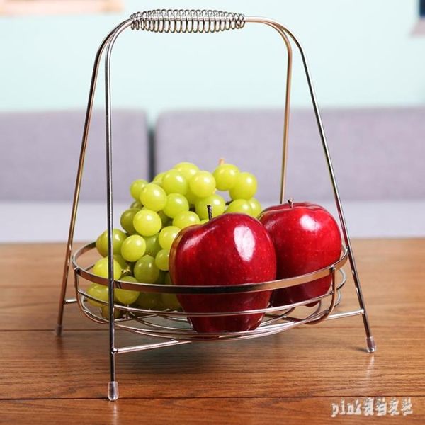 北歐客廳創意水果籃不銹鋼果盤家用現代簡約水果筐桌面收納籃子 qf25224【夢幻家居】