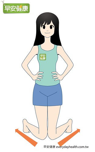 雙手叉腰雙膝跪地