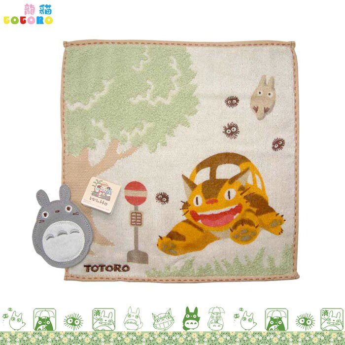 吉卜力 TOTORO 毛巾 公車站牌 盥洗小物 龍貓 宮崎駿 純棉 汗巾 日本進口正版 0590040900