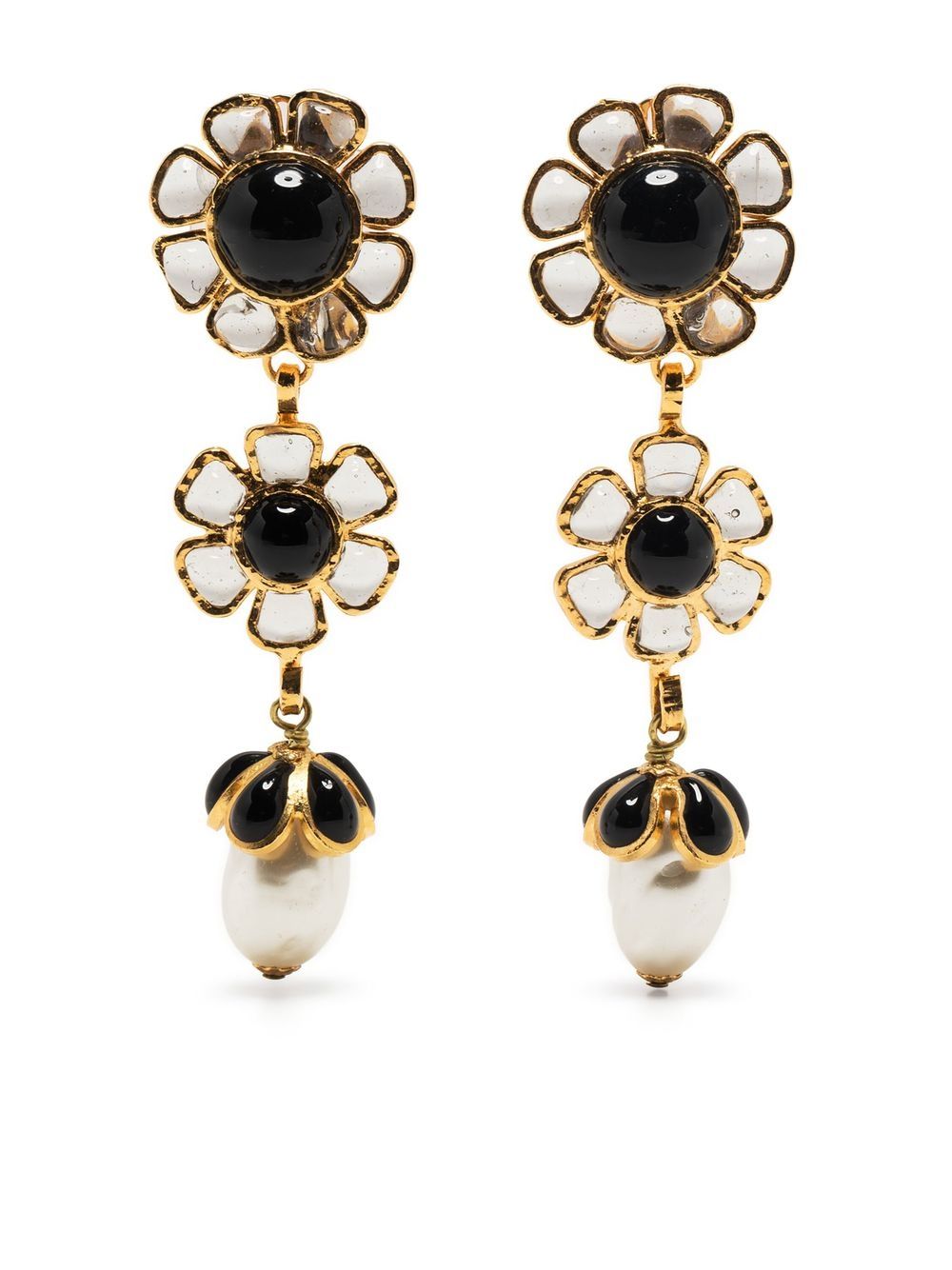 CHANEL Pre-Owned - Gripoix floral drop earrings - women - Gold Plated Metal/glass - One Size