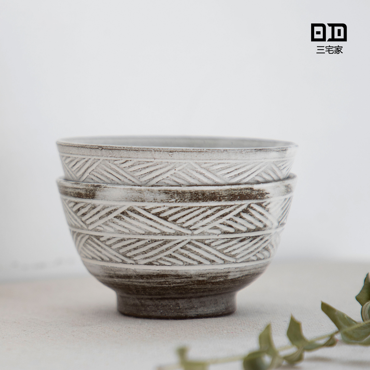 三宅家 | 粉引豎紋束口米飯碗 甜品碗 茶食碗 手作粗陶景德鎮器皿