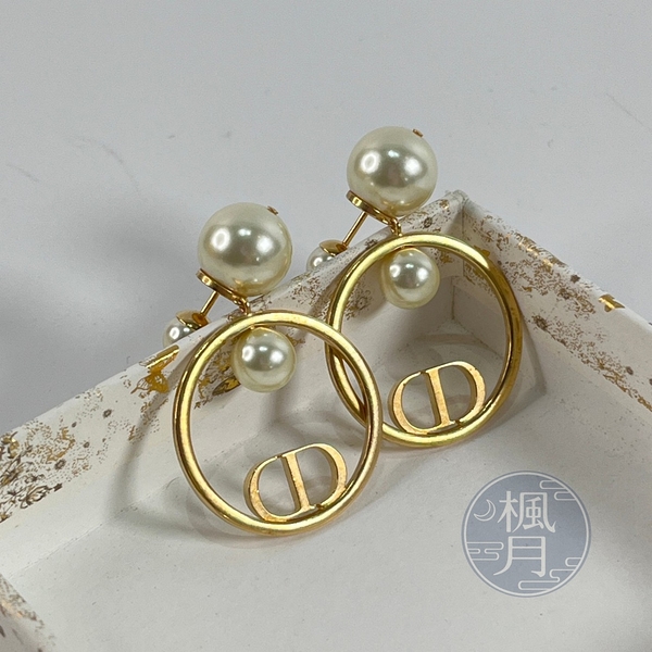 BRAND楓月 Christian Dior CD 迪奧 大小珍珠 圓圈 耳環 時尚搭配 女性配飾