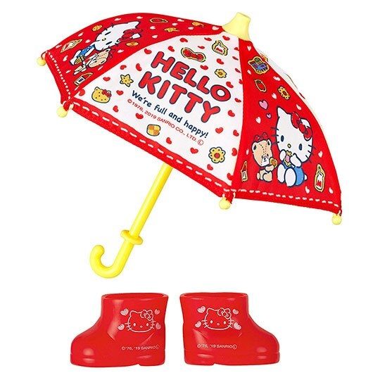〔小禮堂〕小美樂娃娃 x Hello Kitty 玩偶娃娃鞋子配件組 《紅黃.雨天組合》洋娃娃配件 4977554-51474
